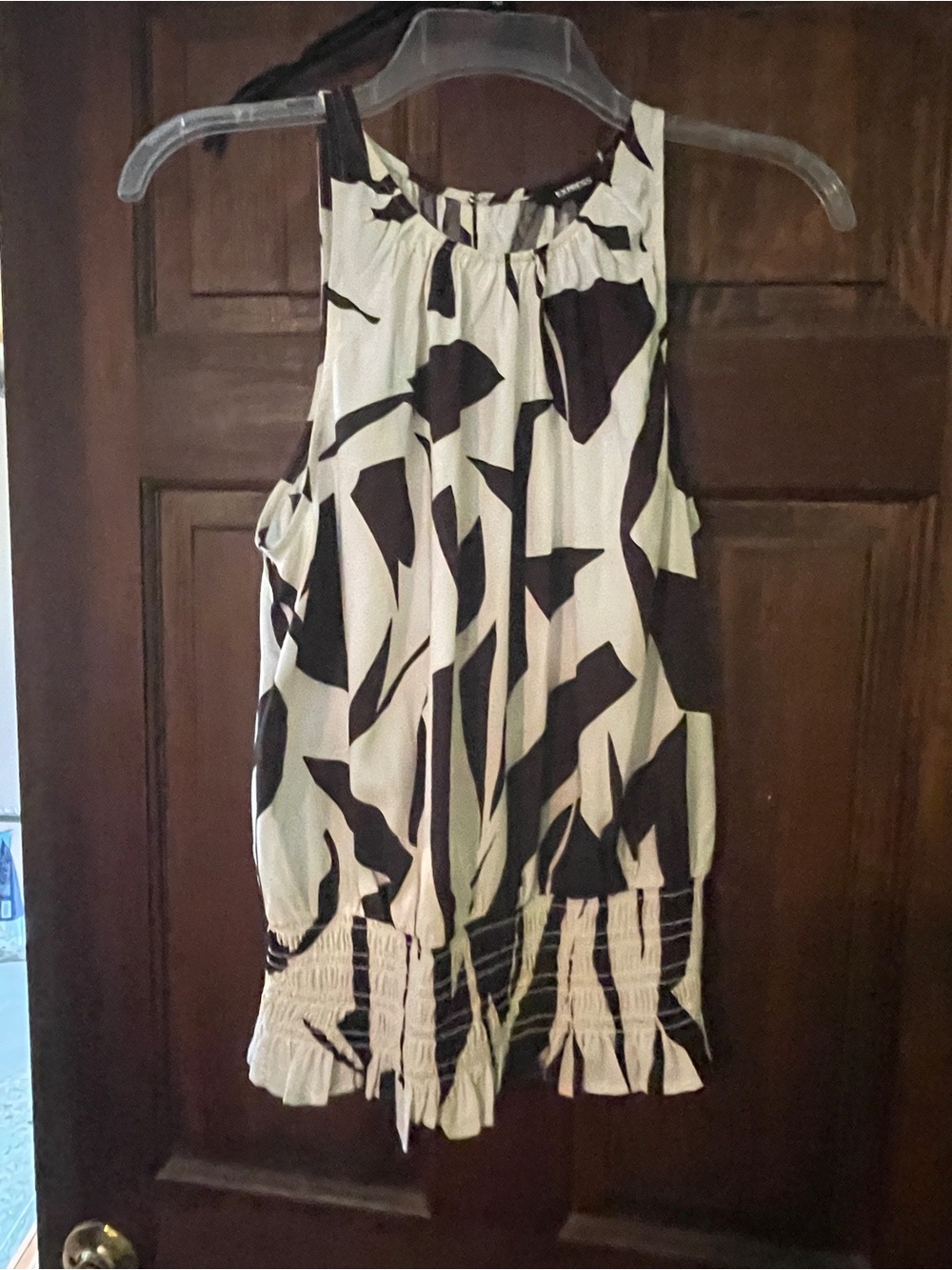 NWT Express Black & White Abstract Halter Blouse
